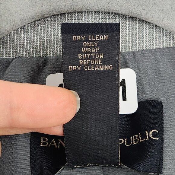 Banana Republic Jacket Womens 4 Gray Pinstripe Stretch Single Button Blazer - Picture 13 of 15